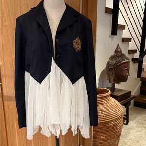 Free People Black and White Blazer with Crest